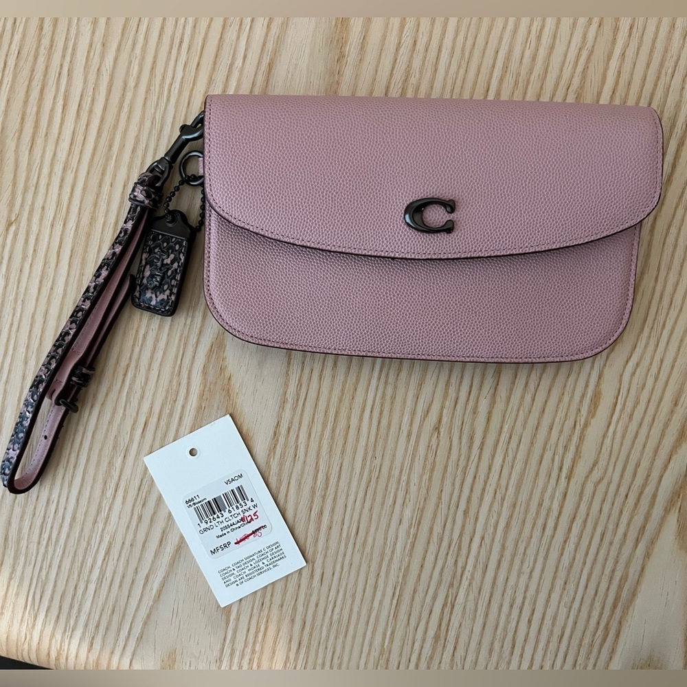 Coach Clutch with Snakeskin Detail in Blossom